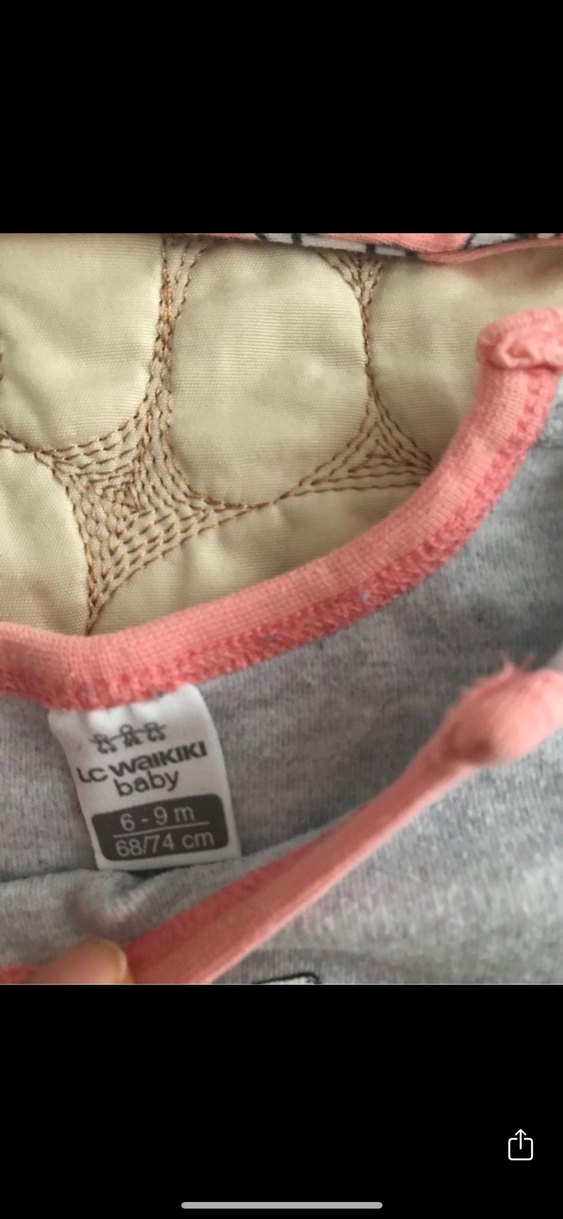 Uzun Kollu Gri ve Pembe Tavşan Baskılı Bebek Body - Görsel 3