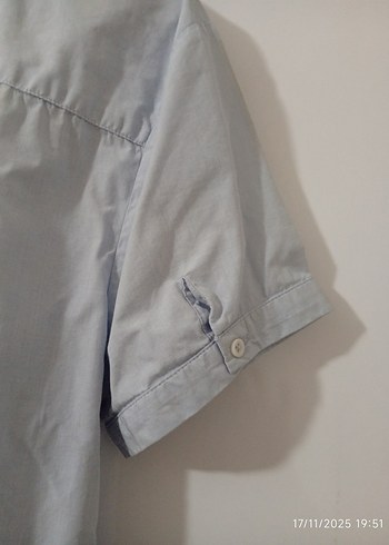 mavi Pamuklu Kısa Kollu Gömlek - Görsel 2