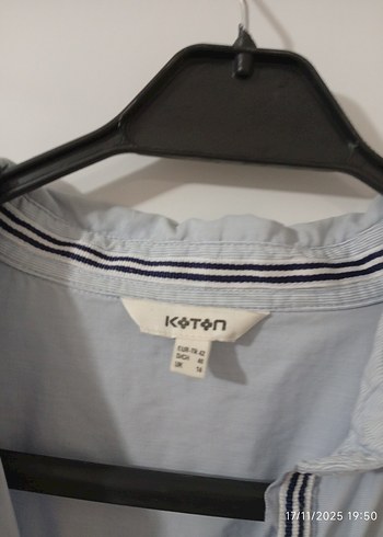 mavi Pamuklu Kısa Kollu Gömlek - Görsel 7