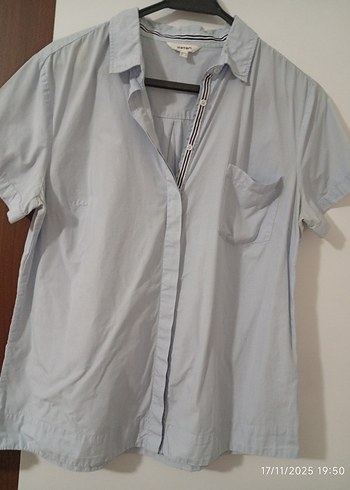 mavi Pamuklu Kısa Kollu Gömlek - Görsel 6