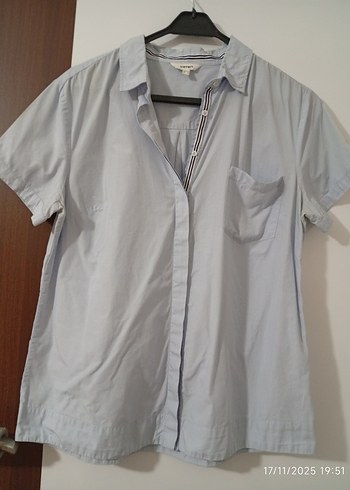 mavi Pamuklu Kısa Kollu Gömlek - Görsel 4