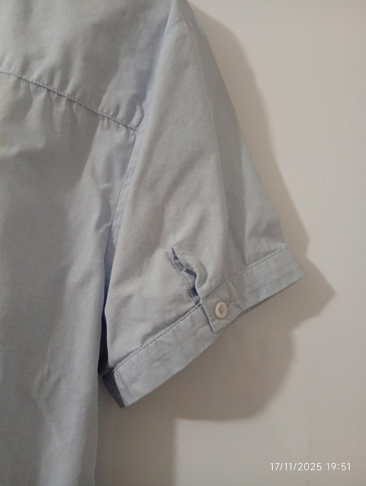 mavi Pamuklu Kısa Kollu Gömlek - Görsel 2