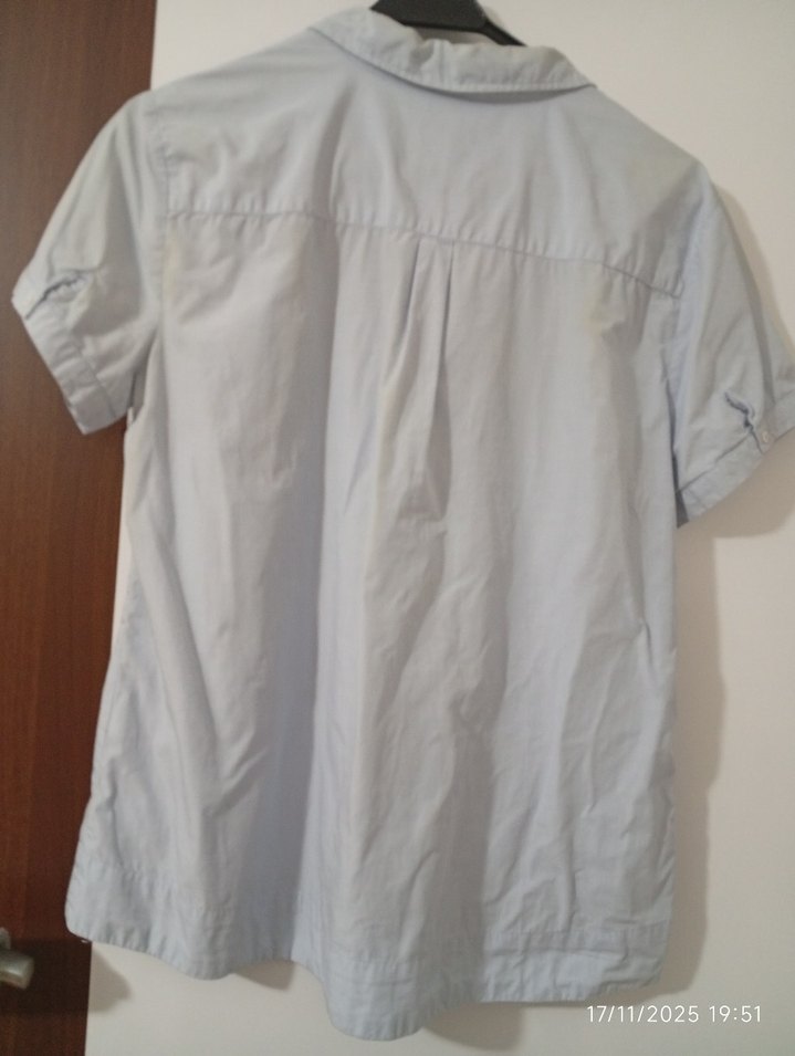 mavi Pamuklu Kısa Kollu Gömlek - Görsel 3