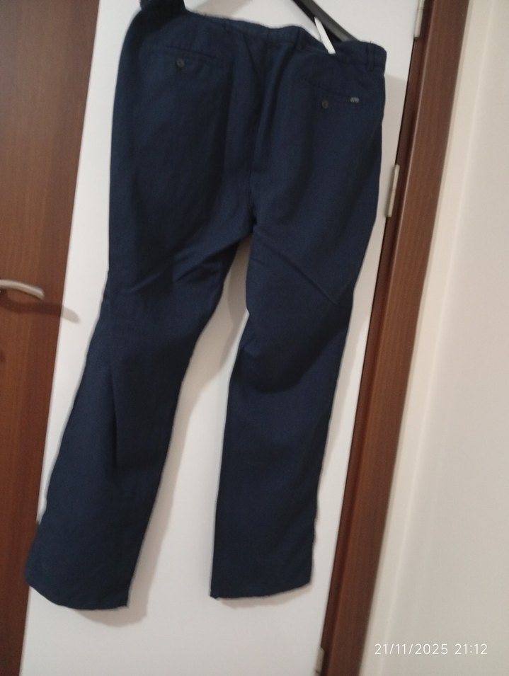 Erkek Lacivert Kemerli Regular Fit Pantolon - Görsel 2