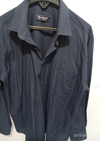 Lacivert Erkek Keten Uzun Kollu Gömlek - Görsel 2