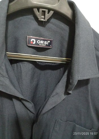 Lacivert Erkek Keten Uzun Kollu Gömlek - Görsel 7