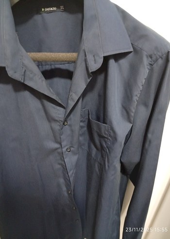 Erkek Lacivert Düğmeli Uzun Kollu Gömlek - Görsel 3