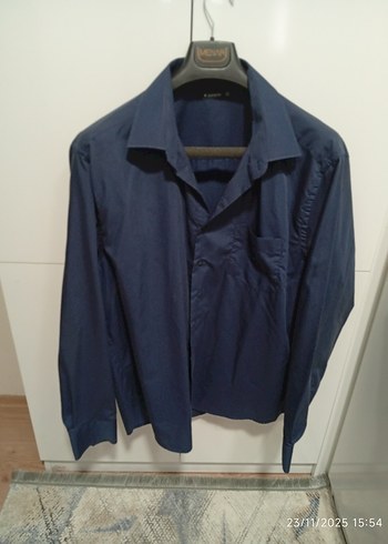 Erkek Lacivert Düğmeli Uzun Kollu Gömlek - Görsel 5