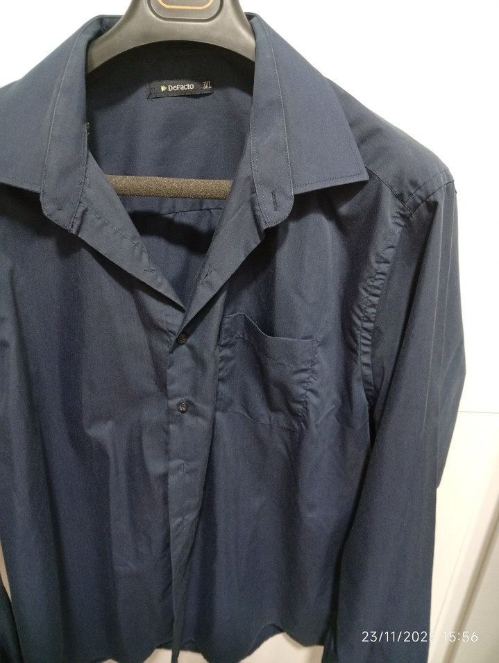 Erkek Lacivert Düğmeli Uzun Kollu Gömlek - Görsel 2