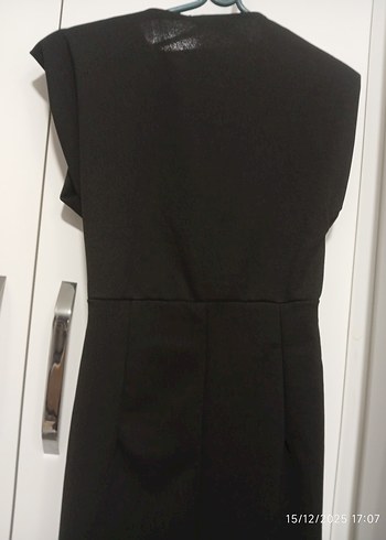 Siyah Drapeli V Yakalı Uzun Abiye Elbise - Görsel 9