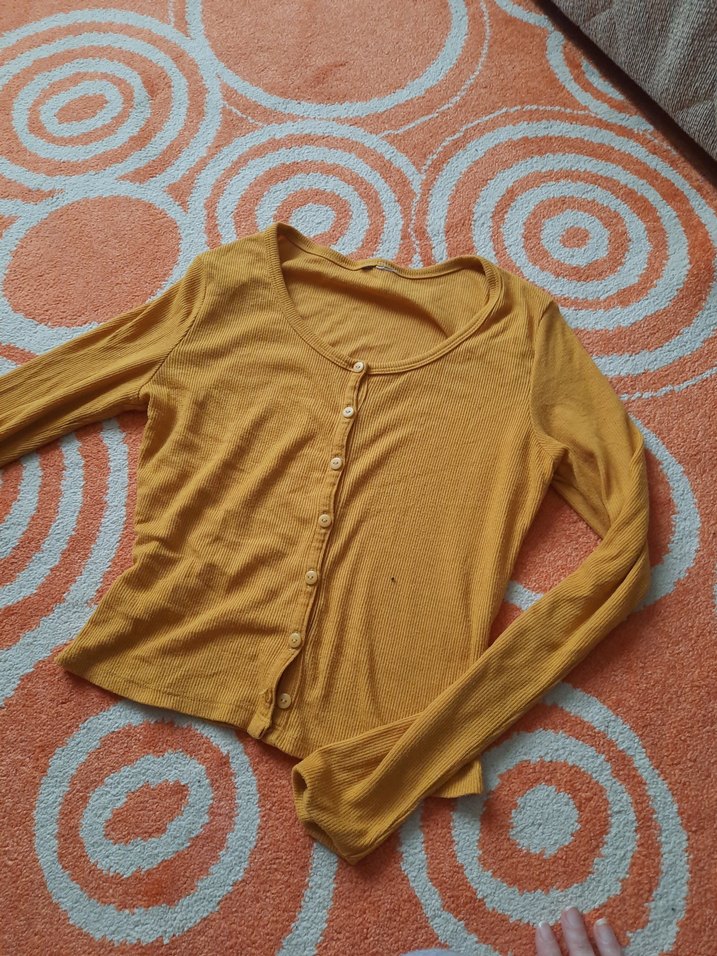 Sarı Düğmeli Hamile Hırka Midi Boy - Görsel 2