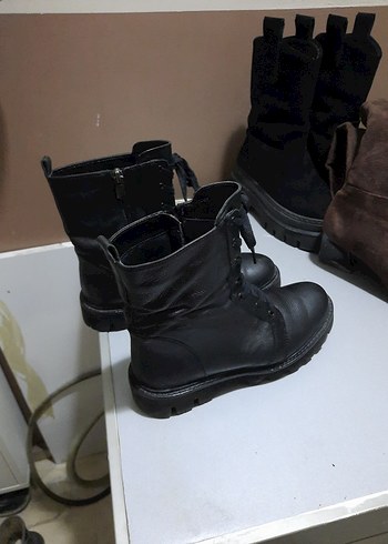 Kadın Siyah Deri Gotik Platform Bot - Görsel 3