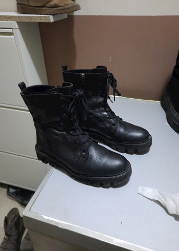 Kadın Siyah Deri Gotik Platform Bot - Görsel 2