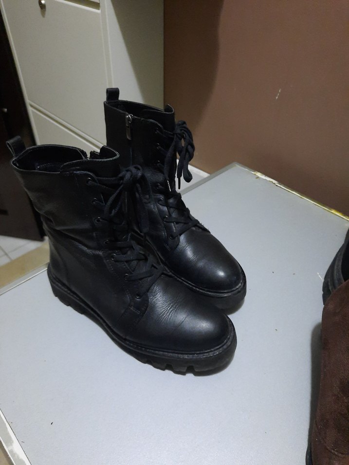 Kadın Siyah Deri Gotik Platform Bot - Görsel 4