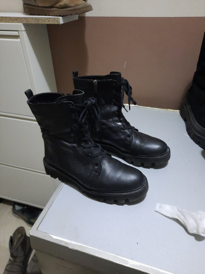 Kadın Siyah Deri Gotik Platform Bot - Görsel 2