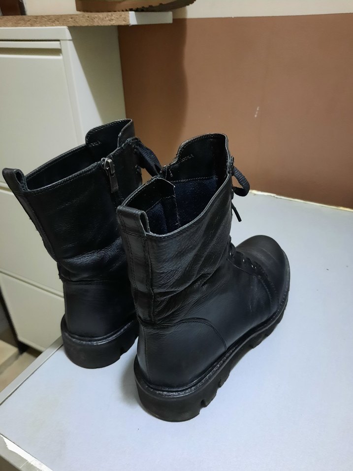 Kadın Siyah Deri Gotik Platform Bot - Görsel 5