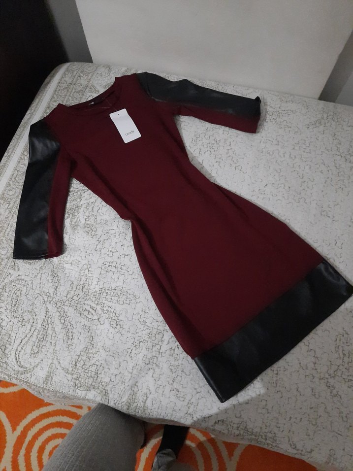 elbise bordo - Görsel 4