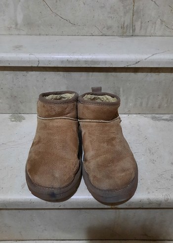 yok Bej Süet Kadın Botları, Kürklü, Dolgu Topuk - Görsel 3