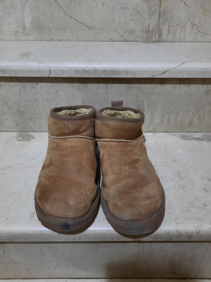 yok Bej Süet Kadın Botları, Kürklü, Dolgu Topuk - Görsel 3