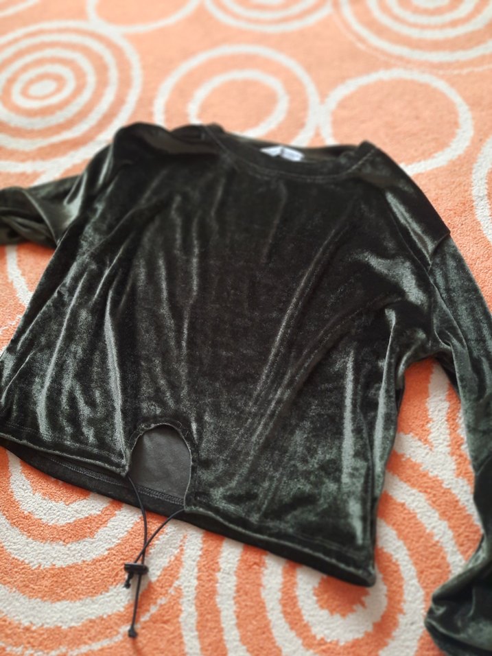 Siyah Kadın Süet Salaş Uzun Kollu Kazak - Görsel 2