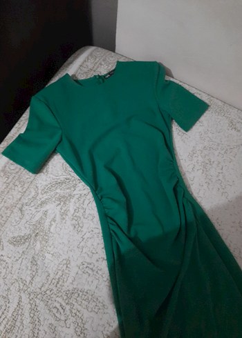 Yeşil Drapeli Uzun Hamile Elbisesi - Görsel 3