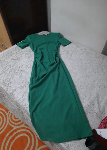 Yeşil Drapeli Uzun Hamile Elbisesi - Görsel 2