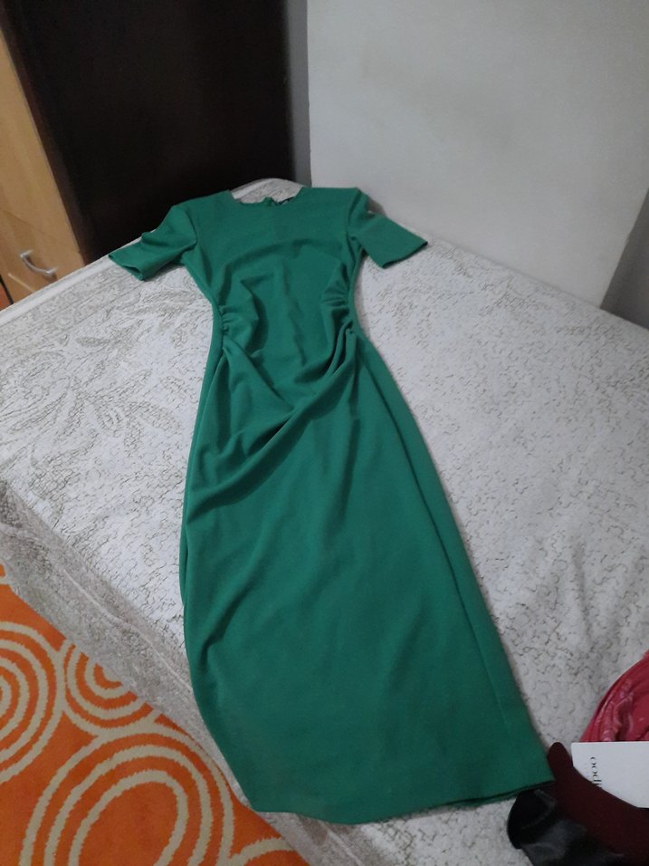 Yeşil Drapeli Uzun Hamile Elbisesi - Görsel 2