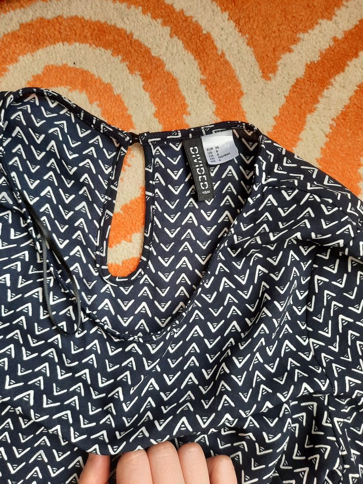 Uzun Kollu, Pilili, Lacivert Bluz - Görsel 2