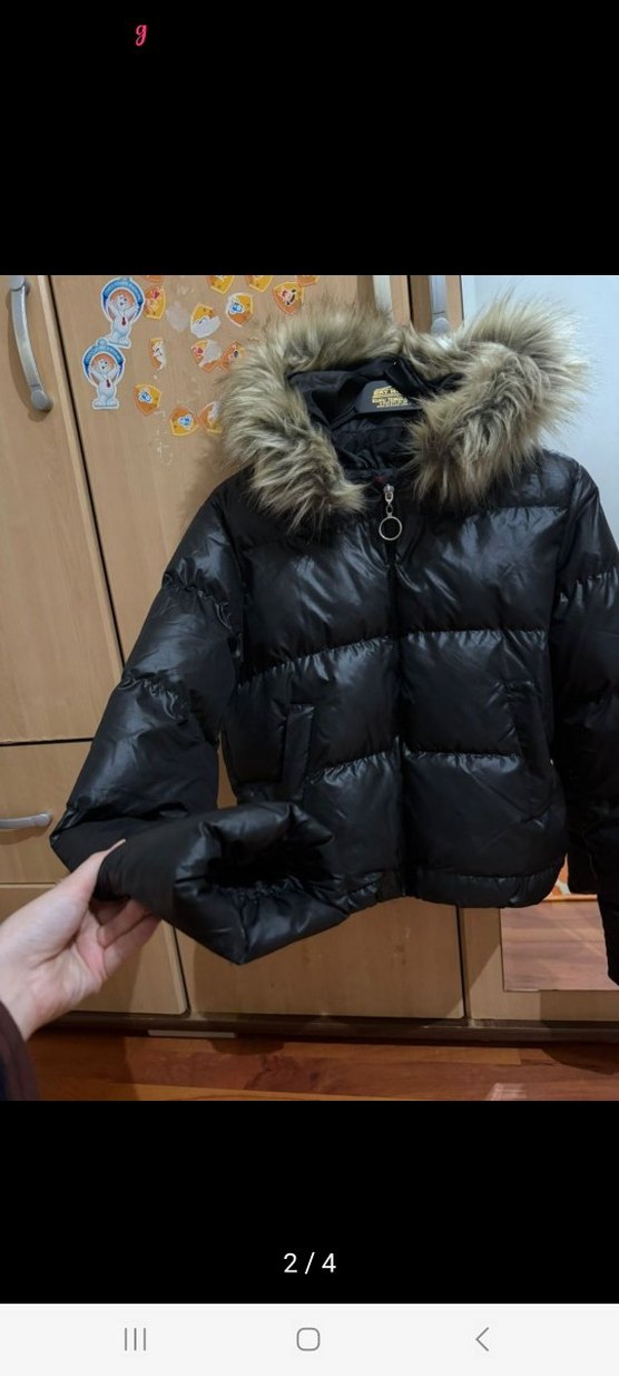 Siyah Kürklü Kadın Kışlık Mont - Görsel 4