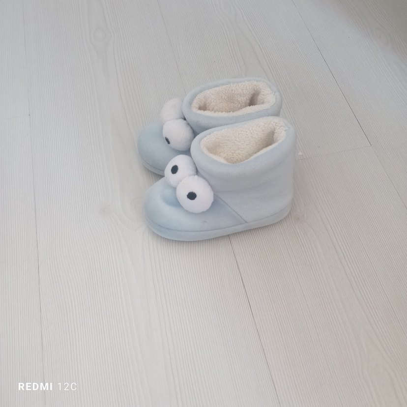 Kız Çocuk Mavi Kürklü Sıcak Ev Terliği - Görsel 2