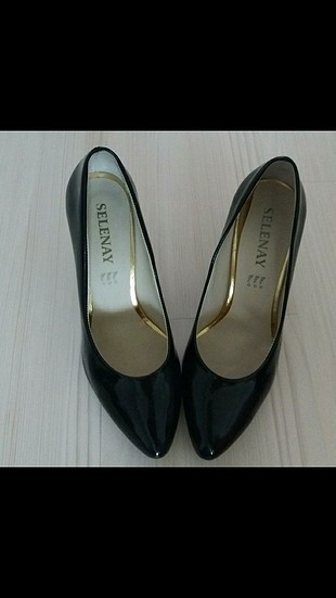Topuklu ayakkabi siyah rugan stiletto topuk9cm 