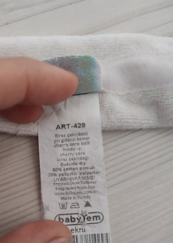 Nakışlı Beyaz Bebek bel kemeri kiraz çekirdekli - Görsel 3