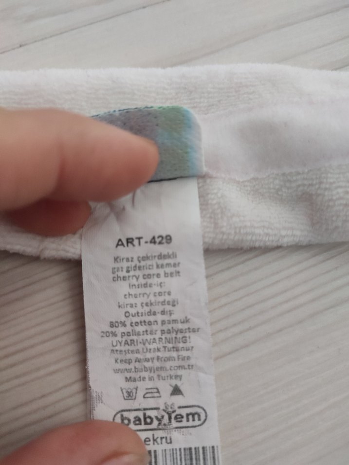 Nakışlı Beyaz Bebek bel kemeri kiraz çekirdekli - Görsel 3