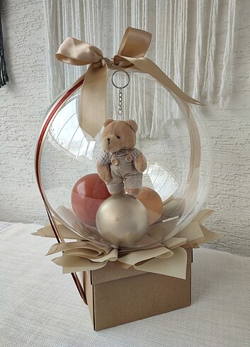 Balon içinde ayıcık  doğum günü doğum tebrik hediye kutusu - Görsel 2