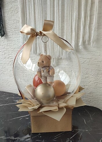 Balon içinde ayıcık  doğum günü doğum tebrik hediye kutusu - Görsel 4