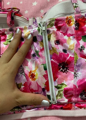 Çiçek Desenli Dantelli Mini Büstiyer - Görsel 7