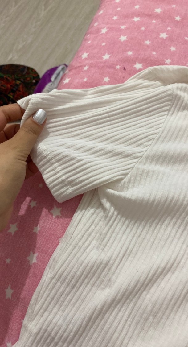 Kadın Beyaz Pamuklu Kısa Kollu Gömlek tişört polo yaka - Görsel 3