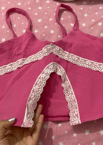 Dantel Detaylı Pembe Atlet - Görsel 2