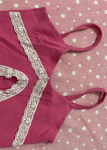 Dantel Detaylı Pembe Atlet - Görsel 4