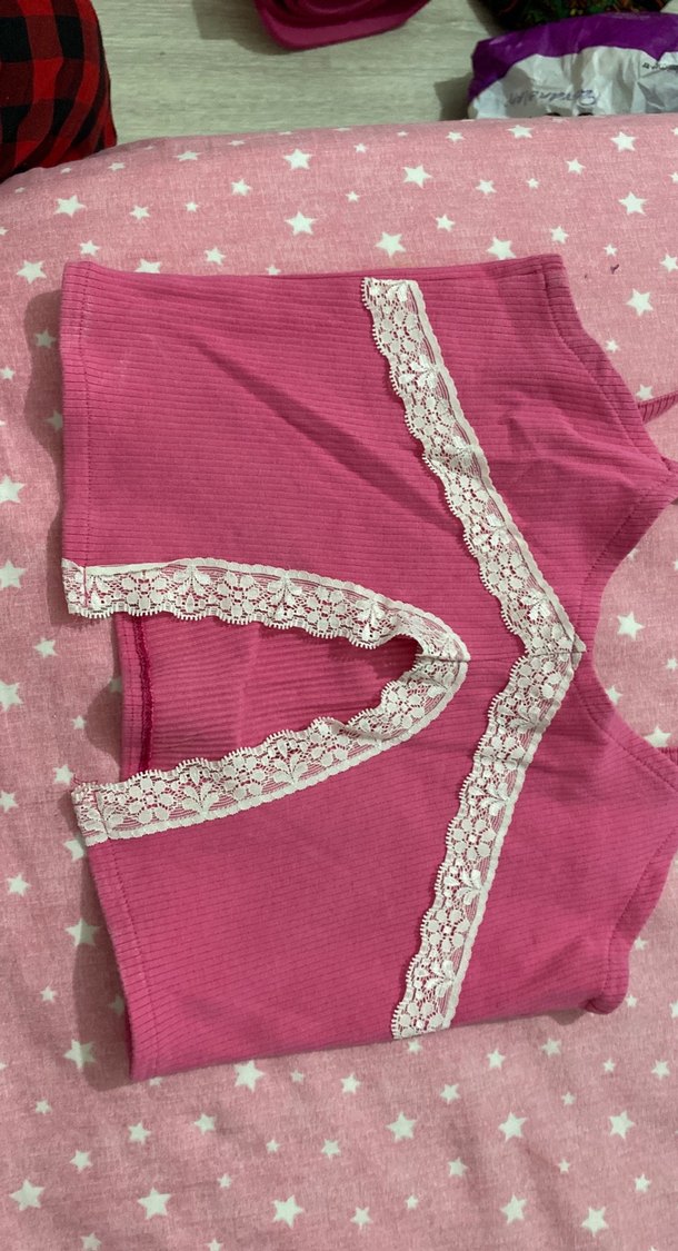 Dantel Detaylı Pembe  Atlet - Görsel 3