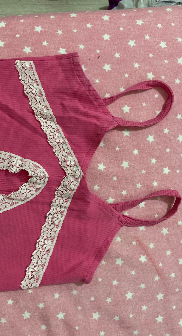 Dantel Detaylı Pembe  Atlet - Görsel 4