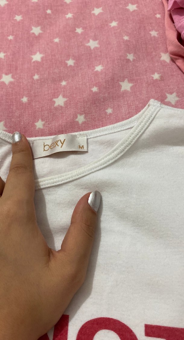 Beyaz Kısa Kollu Baskılı Tişört - Görsel 4