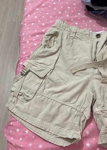 Kemerli Bej Rahat Kesim Kargo Şort - Görsel 2