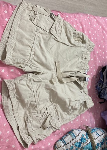 Kemerli Bej Rahat Kesim Kargo Şort - Görsel 7