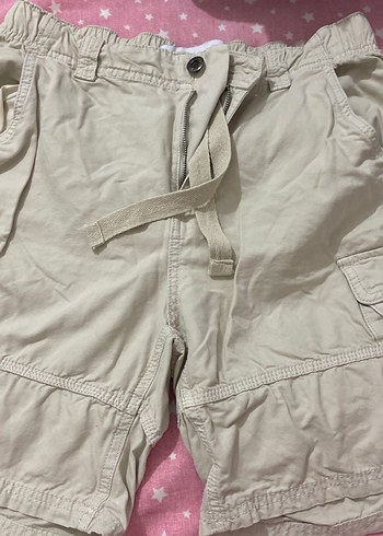 Kemerli Bej Rahat Kesim Kargo Şort - Görsel 4