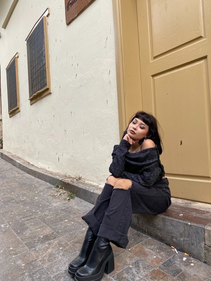 Gri Siyah Midi Boy Salaş Kadın Kot Pantolon yırtık - Görsel 3