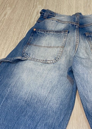 Kadın Mavi Bol Kesim Midi Denim Pantolon wide leg ballon jean - Görsel 8