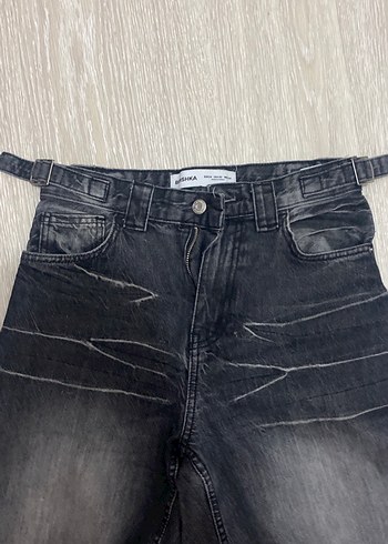 Gri Batik Desenli Salaş wide leg ballon jean Bershka - Görsel 5