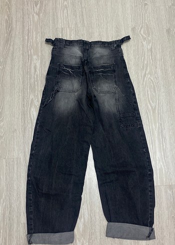 Gri Batik Desenli Salaş wide leg ballon jean Bershka - Görsel 7