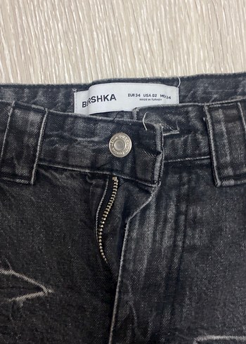 Gri Batik Desenli Salaş wide leg ballon jean Bershka - Görsel 6